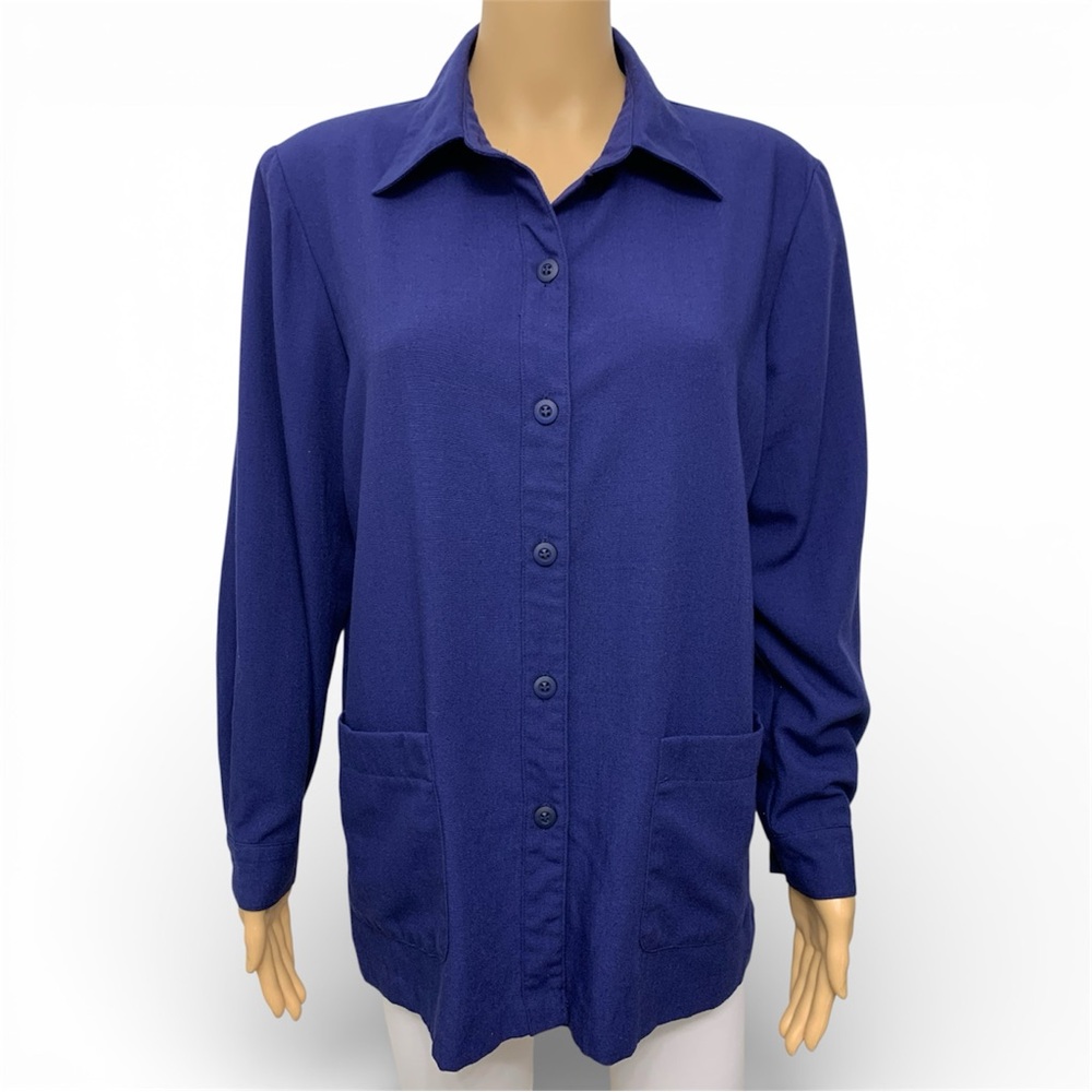 Sag Harbor Royal Blue Women's Button-Down Shirt Shacket Top Women’s size 12